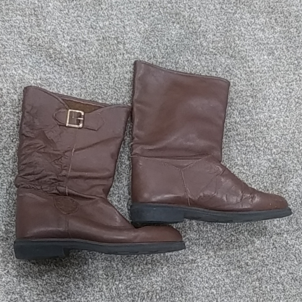 Selena Silpa Brown Leather Mid-calf Boots
